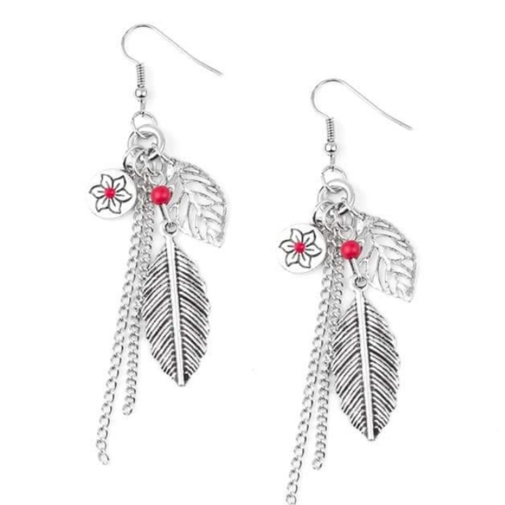Feather and Leaf Earrings
